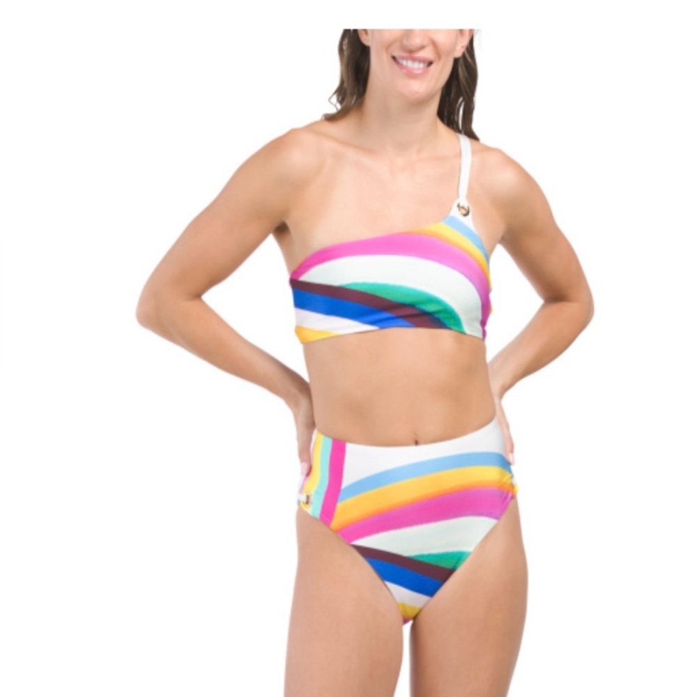 Colorful One-Shoulder Bikini Set